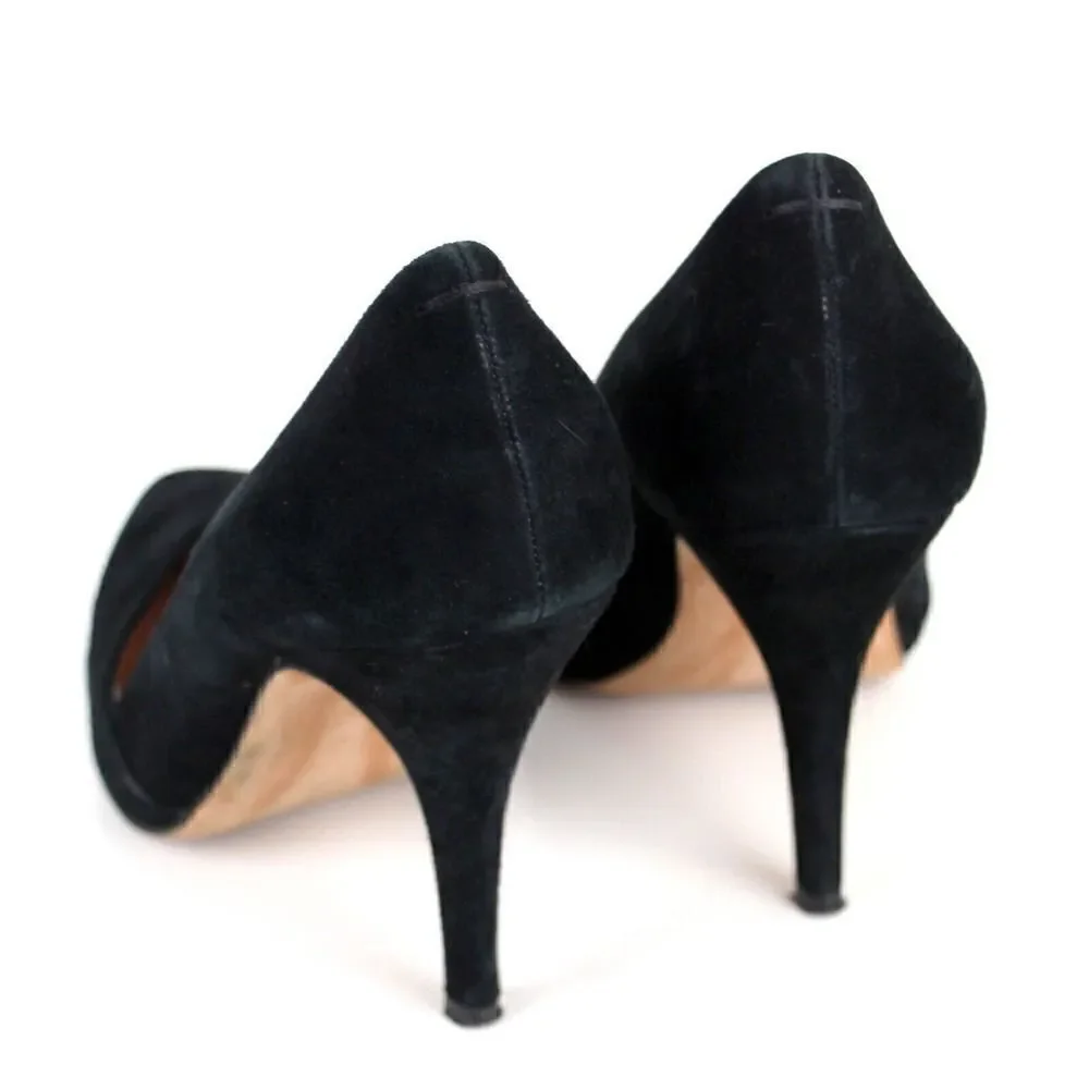 Madewell BLACK GENUINE LEATHER SUEDE MID HEEL POINTED CLASSIC PUMP SHOES Size 6